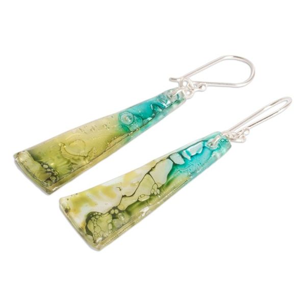 Alternate image for Recycled CD Earrings on 925 Silver Hooks Handcrafted Jewelry Peaceful Life