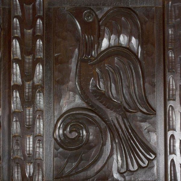 Alternate image for Artisan Crafted Pine Wood Wall Panel with Bird Motif Birds and Flora