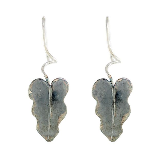 Alternate image for Oxidized Sterling Silver Leaf Earrings from Costa Rica Dark Twisting Leaves