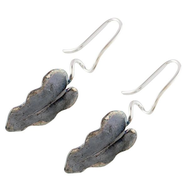 Alternate image for Oxidized Sterling Silver Leaf Earrings from Costa Rica Dark Twisting Leaves