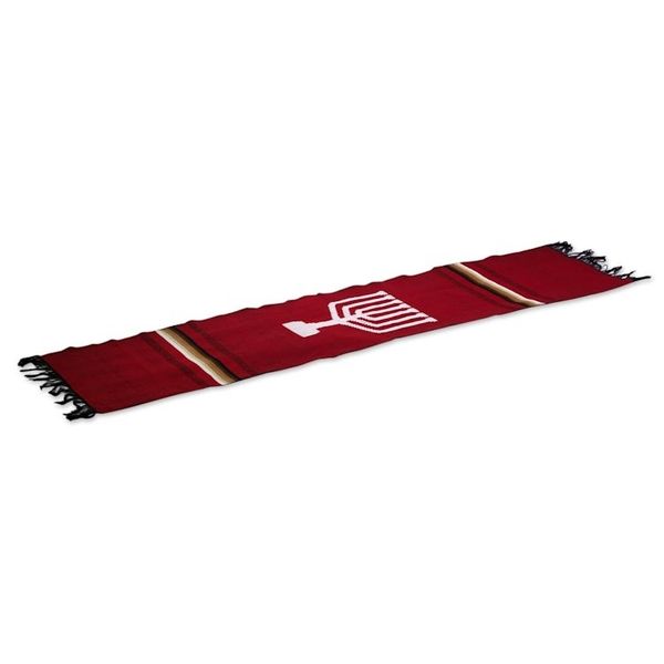 Alternate image for Handwoven Red Cotton Menorah Table Runner Red Menorah Lights