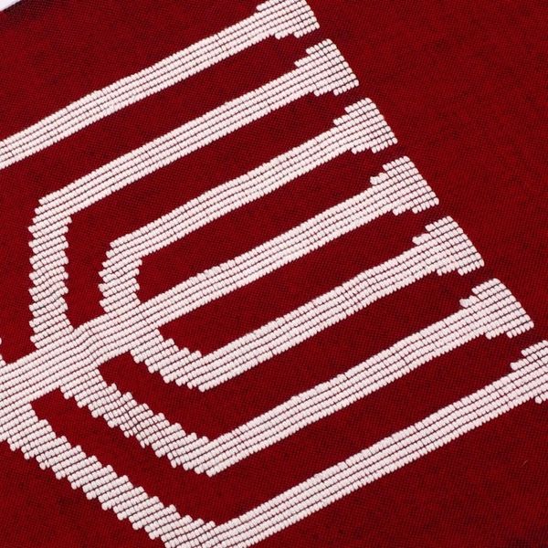 Alternate image for Handwoven Red Cotton Menorah Table Runner Red Menorah Lights