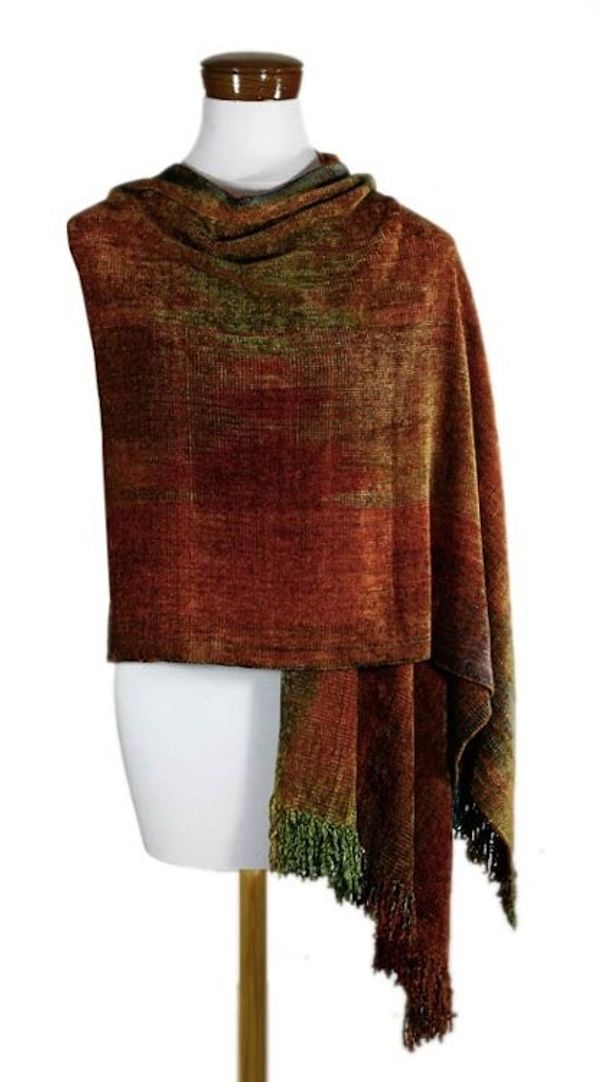 Alternate image for Rayon Chenille Patterned Womens Shawl Tropical Volcano