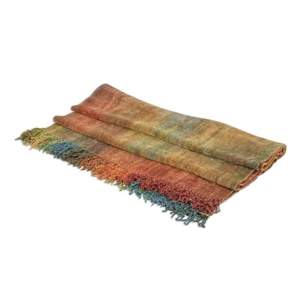 Alternate image for Rayon Chenille Patterned Womens Shawl Tropical Volcano