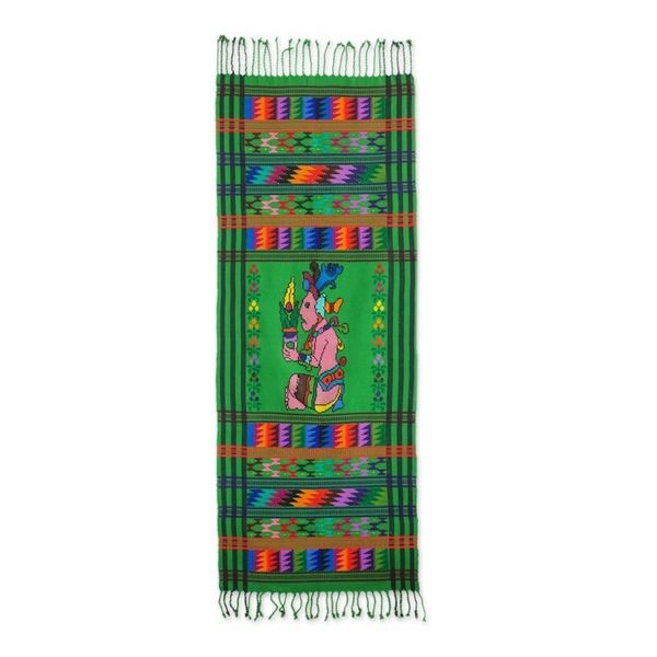 Alternate image for Cotton table runner Maya Maize God