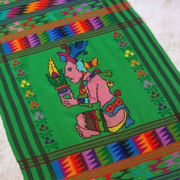 Alternate image for Cotton table runner Maya Maize God