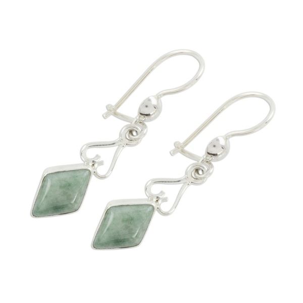 Alternate image for Diamond-Shaped Apple Green Jade Earrings from Guatemala Marvelous Apple Green Diamonds