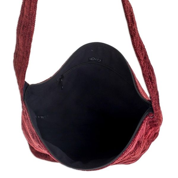 Alternate image for Handcrafted Bamboo Chenille Shoulder Bag Love