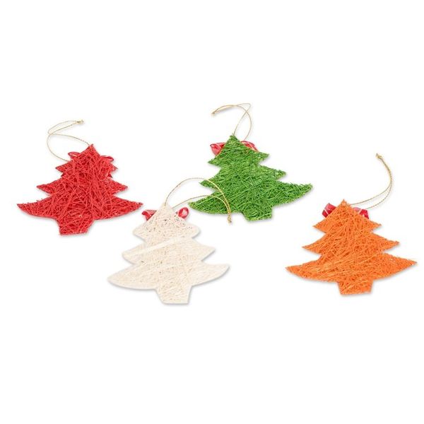 Alternate image for Handcrafted Natural Fiber Holiday Tree Ornaments Set of 4 Merry Trees