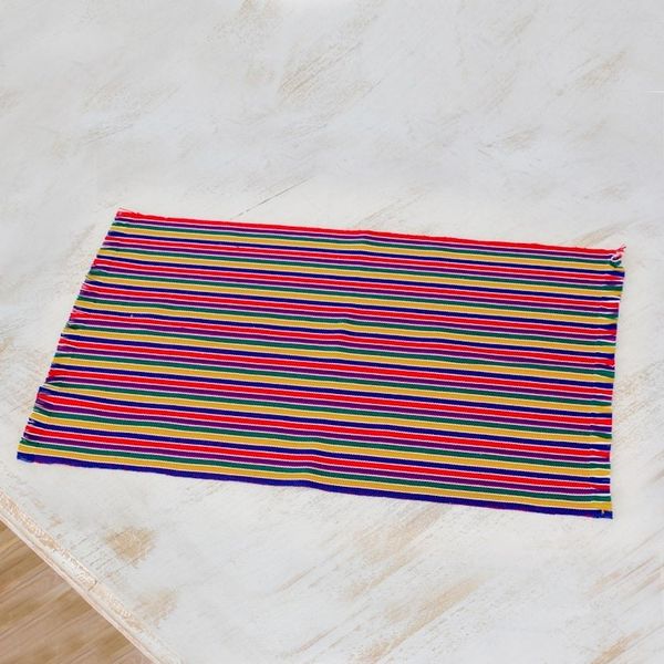 Alternate image for Six Handwoven Striped Cotton Placemats from Guatemala Trails of Happiness