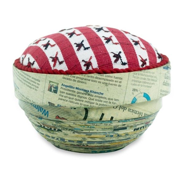 Alternate image for Upcycled Paper Box with Hand Woven Cotton Lid Birds of San Lucas