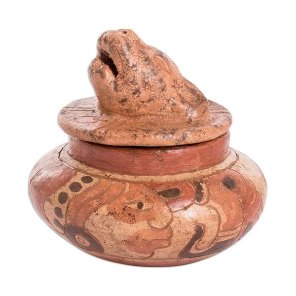 Alternate image for Handcrafted Ceramic Bowl with Antiqued Finish Pibil Jaguar
