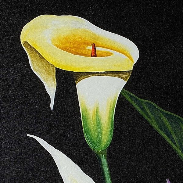 Alternate image for Floral Painting of Calla Lilies and Birds of Paradise Signed Calla Lilies