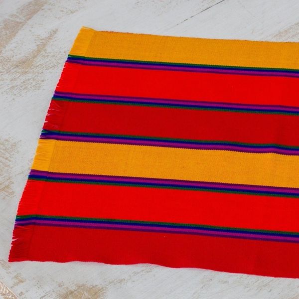 Alternate image for Six Handwoven Striped Cotton Placemats from Guatemala Country Sunset