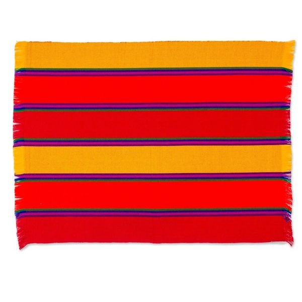 Alternate image for Six Handwoven Striped Cotton Placemats from Guatemala Country Sunset