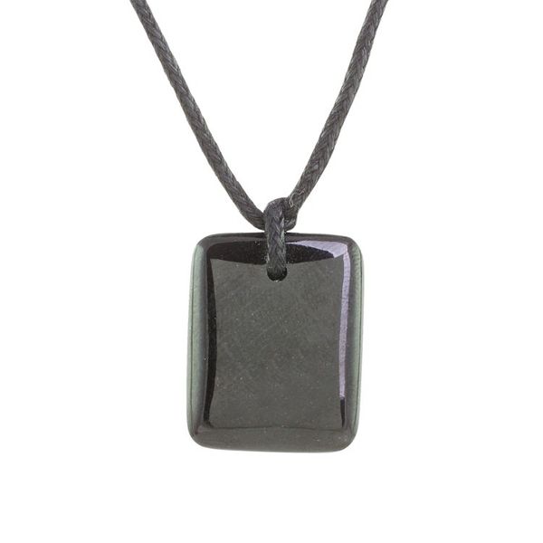 Alternate image for Black Jade Pendant Necklace with Cotton Cord Maya Glory