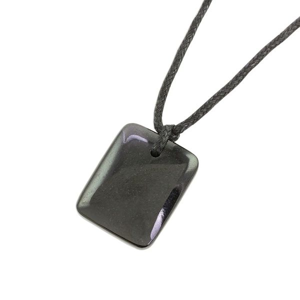 Alternate image for Black Jade Pendant Necklace with Cotton Cord Maya Glory