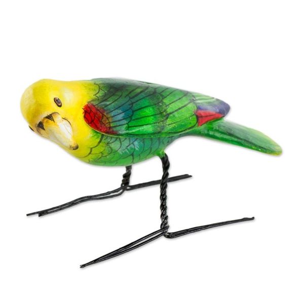 Alternate image for Hand Sculpted Ceramic Yellow Headed Parrot Figurine Yellow-Headed Parrot