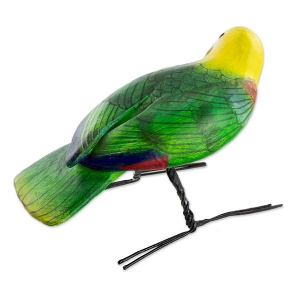 Alternate image for Hand Sculpted Ceramic Yellow Headed Parrot Figurine Yellow-Headed Parrot