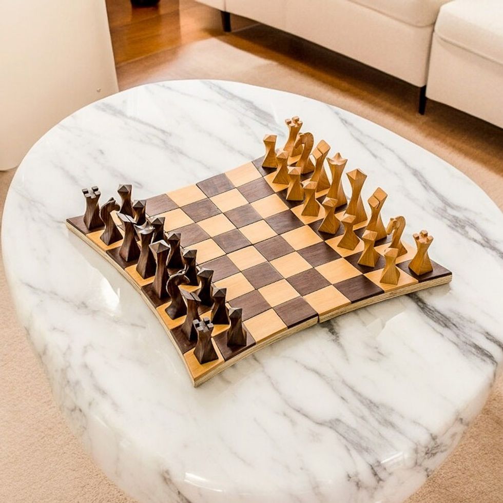 Tempisque and Salmwood Chess Set from Nicaragua 'Twisted Battle'