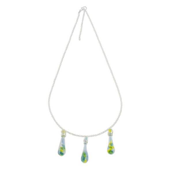Alternate image for Colorful Glass Pendant Necklace from Costa Rica Bubbling Petals