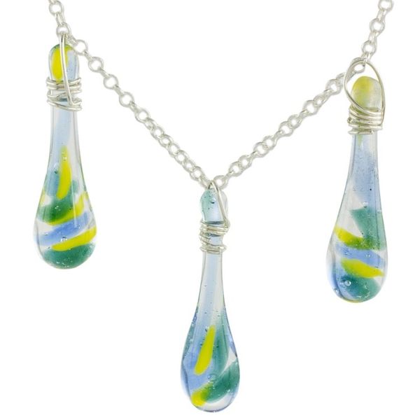 Alternate image for Colorful Glass Pendant Necklace from Costa Rica Bubbling Petals
