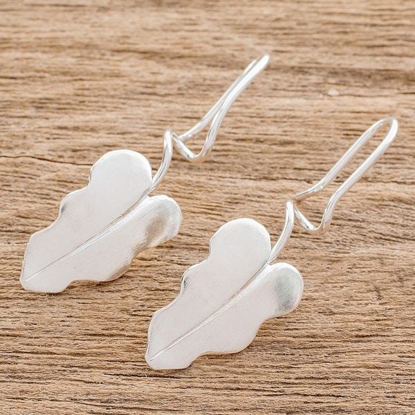 Alternate image for Sterling Silver Leaf Drop Earrings from Costa Rica Twisting Leaves