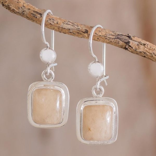 Alternate image for Artisan Crafted Orange Quartz and Silver Earrings Maya Sunbeam