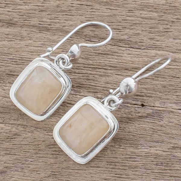 Alternate image for Artisan Crafted Orange Quartz and Silver Earrings Maya Sunbeam