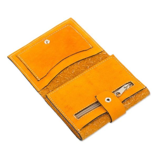 Alternate image for Saffron Colored Leather Wallet with Snap Closure Living Culture