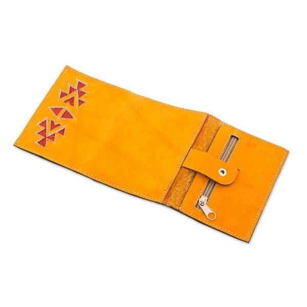 Alternate image for Saffron Colored Leather Wallet with Snap Closure Living Culture