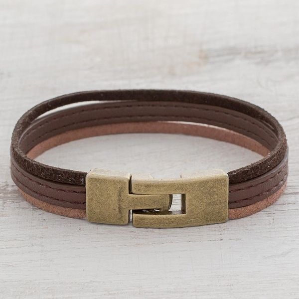 Alternate image for Antiqued Tricolor Faux Leather Wristband Bracelet Antiqued Tricolor Elegance