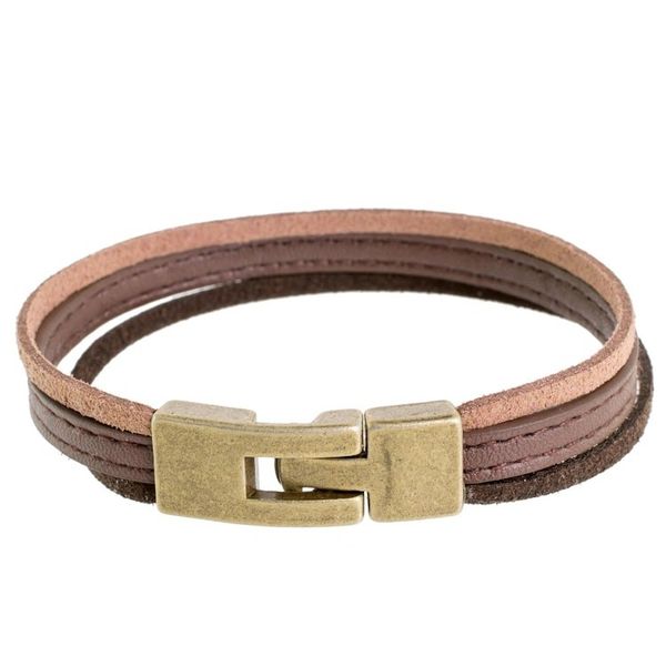 Alternate image for Antiqued Tricolor Faux Leather Wristband Bracelet Antiqued Tricolor Elegance
