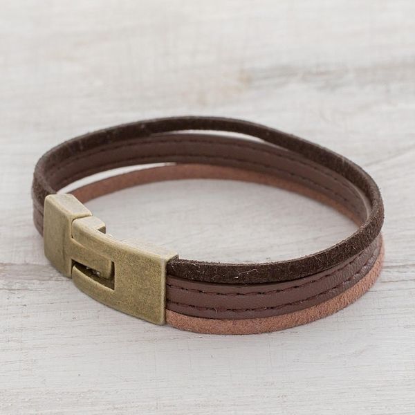 Alternate image for Antiqued Tricolor Faux Leather Wristband Bracelet Antiqued Tricolor Elegance