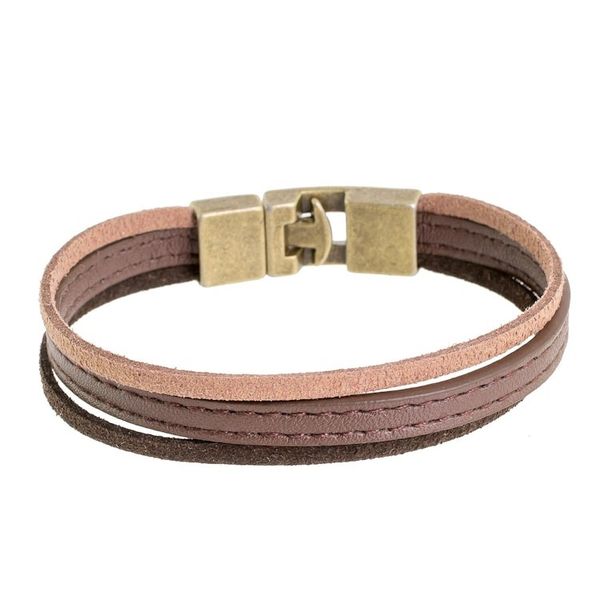Alternate image for Antiqued Tricolor Faux Leather Wristband Bracelet Antiqued Tricolor Elegance