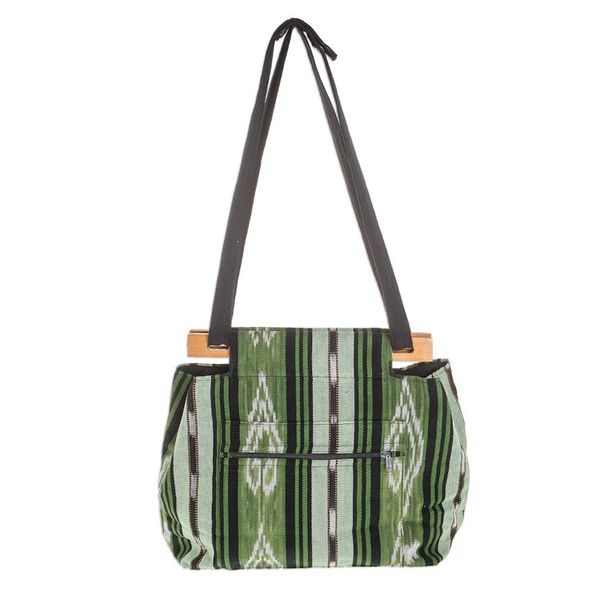 Alternate image for Handwoven Cotton Sling in Green from El Salvador Natural Fields