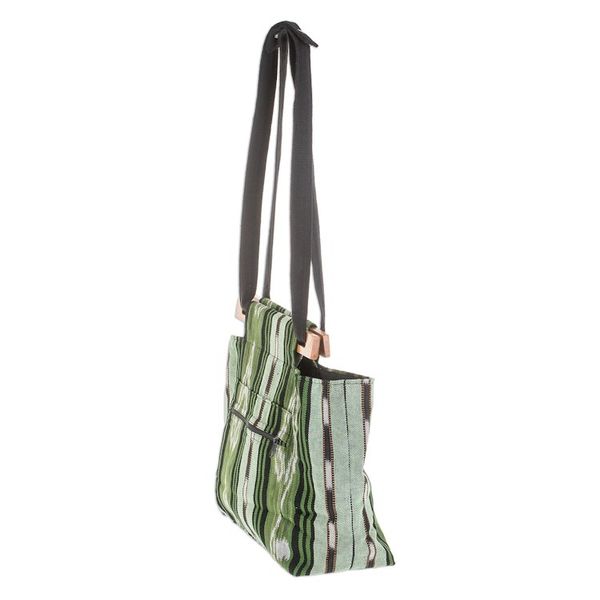 Alternate image for Handwoven Cotton Sling in Green from El Salvador Natural Fields