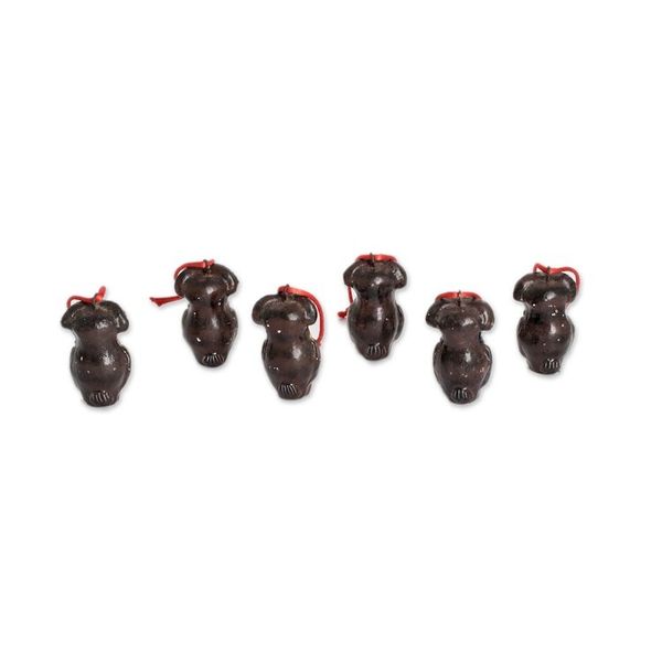 Alternate image for Handcrafted Ceramic Bird Ornaments Set of 6 Owls Owls of Tikal