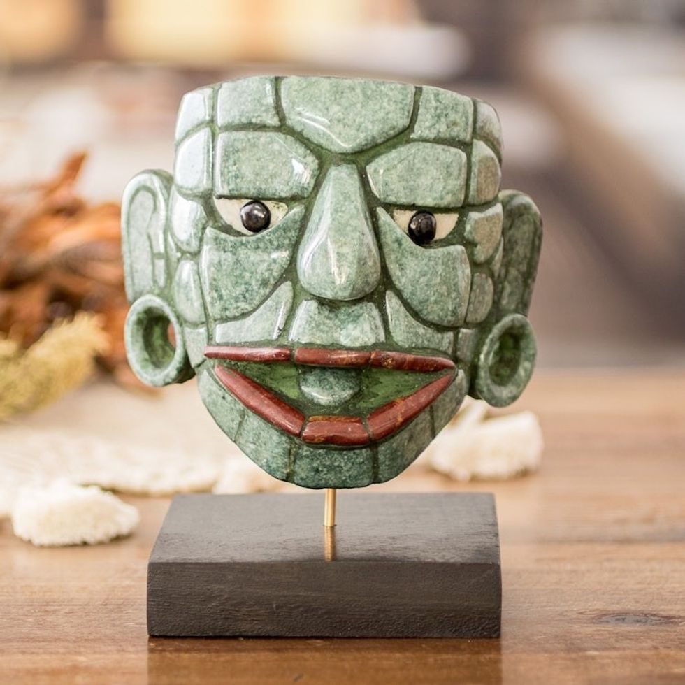 Jade Maya Archaeology Museum Replica Maya Mask 'Maya Lord of El Naranjo'