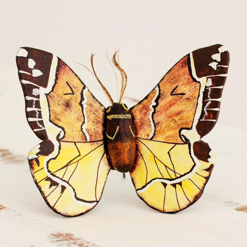 Hand Crafted Ceramic False Sphinx Moth Sculpture 'False Sphinx Moth'