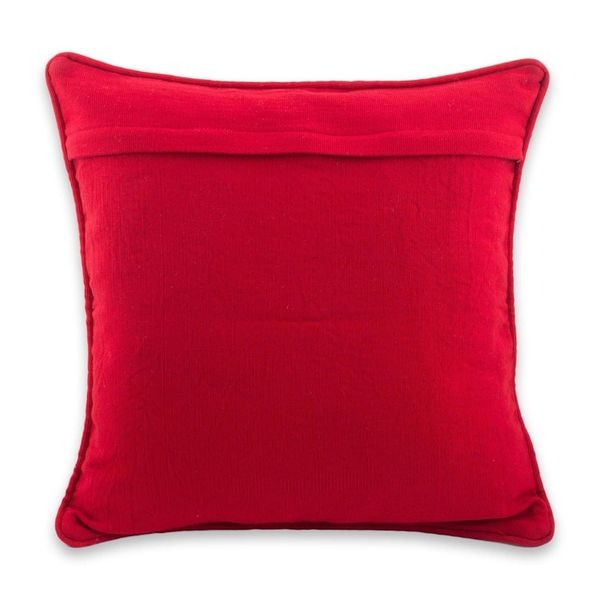 Alternate image for Maya Backstrap Loom Bird Theme Red Cotton Cushion Cover Red Quiche Birds