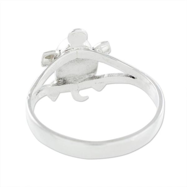 Alternate image for Guatemalan Handcrafted Light Green Jade Ring Light Green Marine Turtle
