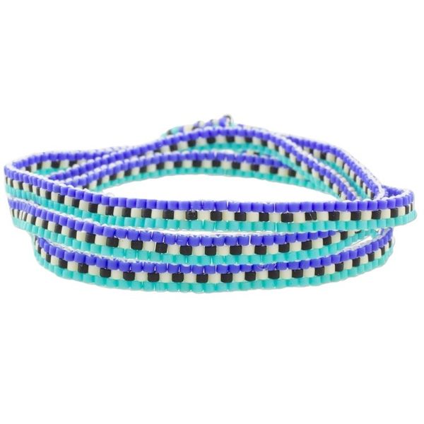 Alternate image for Salvadoran Fair Trade Blue and Black Beaded Wrap Bracelet Oceans of Stars