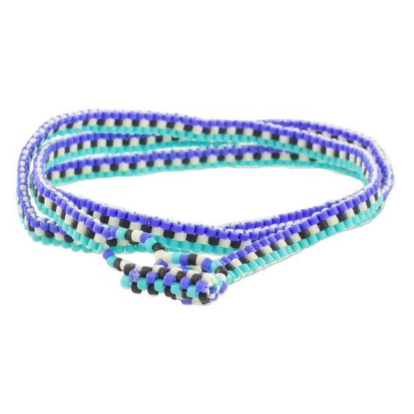 Alternate image for Salvadoran Fair Trade Blue and Black Beaded Wrap Bracelet Oceans of Stars