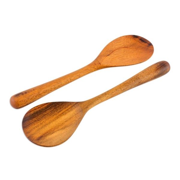 Alternate image for Handcrafted Wood Serving Spoons Pair Peten Delight