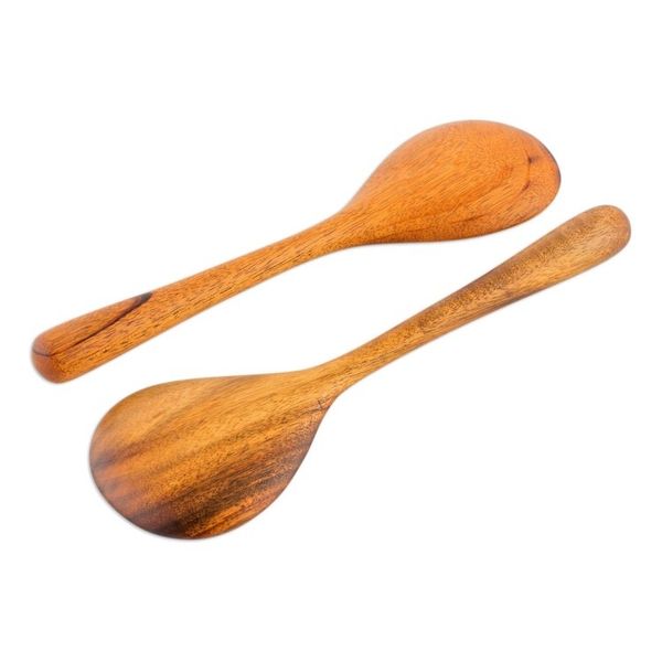 Alternate image for Handcrafted Wood Serving Spoons Pair Peten Delight