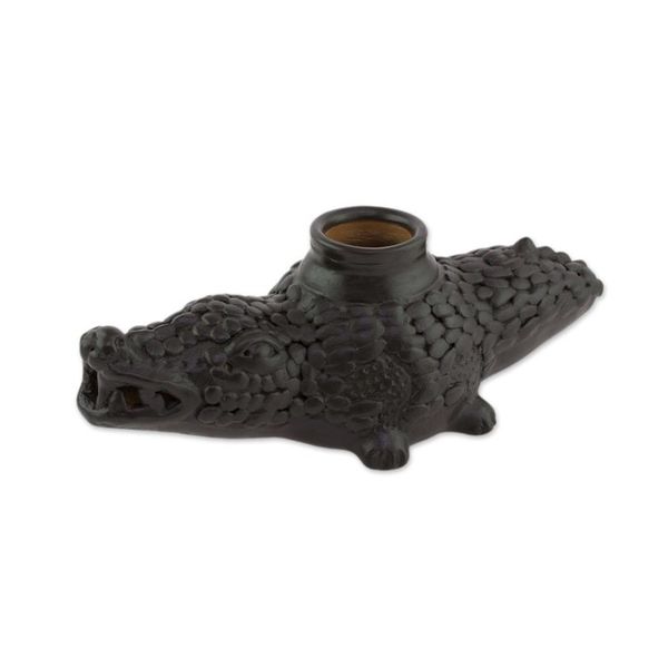 Alternate image for Handcrafted Ceramic Crocodile Decorative Vessel Cafe Crocodile