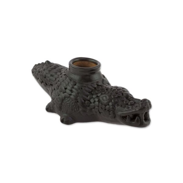 Alternate image for Handcrafted Ceramic Crocodile Decorative Vessel Cafe Crocodile
