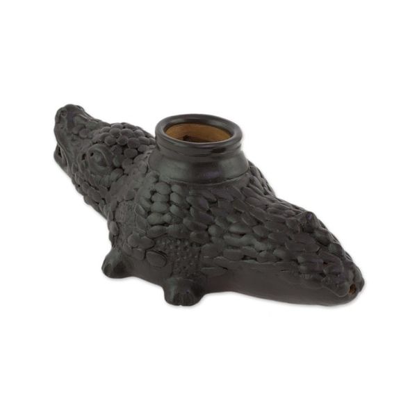 Alternate image for Handcrafted Ceramic Crocodile Decorative Vessel Cafe Crocodile