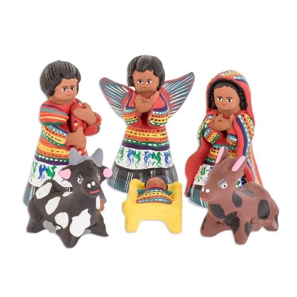 Alternate image for Christianity Ceramic Nativity Scene Sculpture Set of 12 San Juan Comalapa